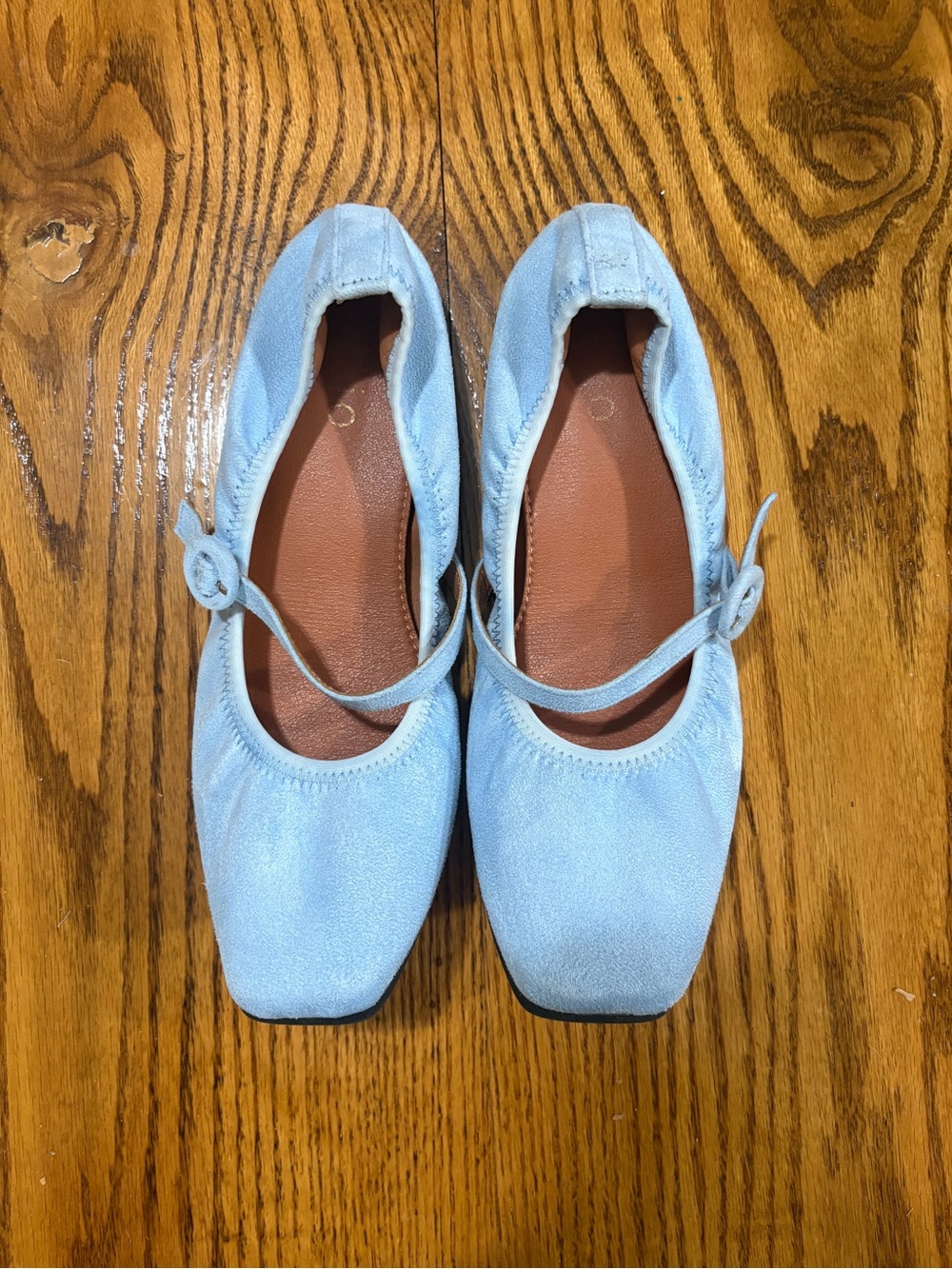 Ollio Light Blue Faux Suede, Blue Mary Jane Ballet Flats - Women's